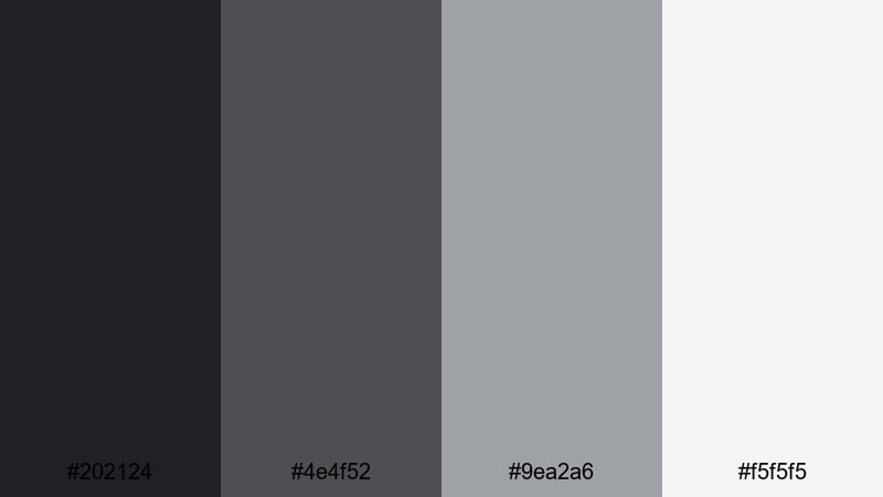 pearl ash refinement charcoal color palette with hex codes
