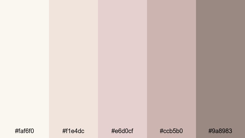 pearled dawn whisper white gold color palette with hex codes