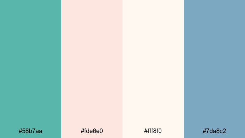 pelican bay pastels verdigris color palette with hex codes