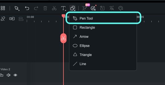 How to use the Pen Tool in Filmora - menu location