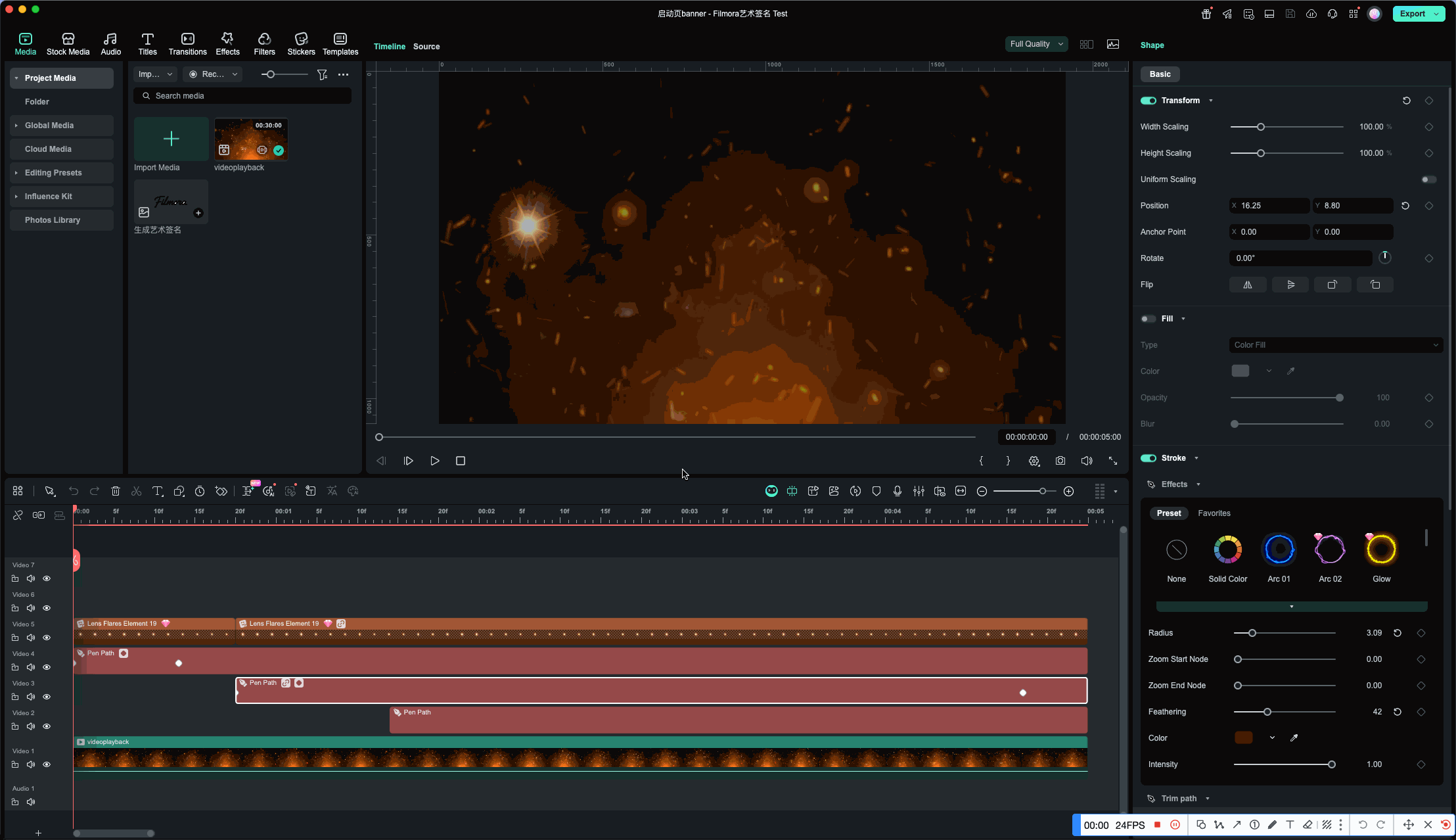 Filmora handwriting effect with Pen Tool