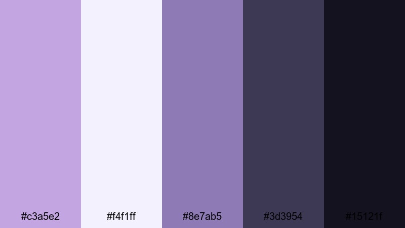 penthouse evening chic wisteria color palette with hex codes