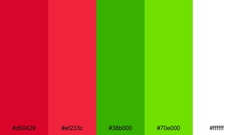 peppermint parade lights red green color palette with hex codes