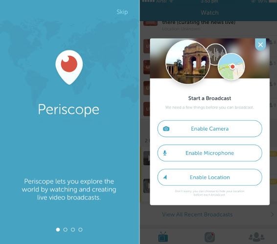 periscope sign up