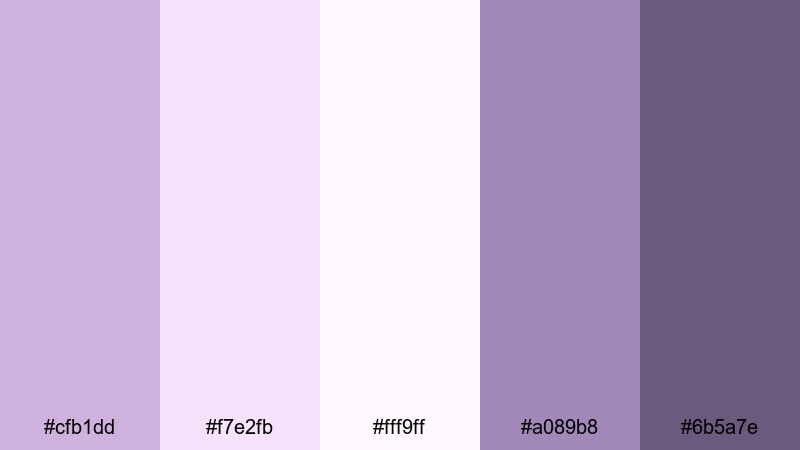 petal cloud daydream purple mauve color palette with hex codes