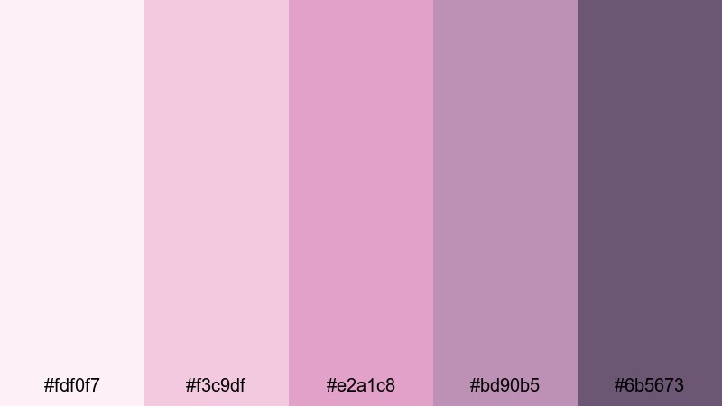 petal cloud dream mauve pink color palette with hex codes