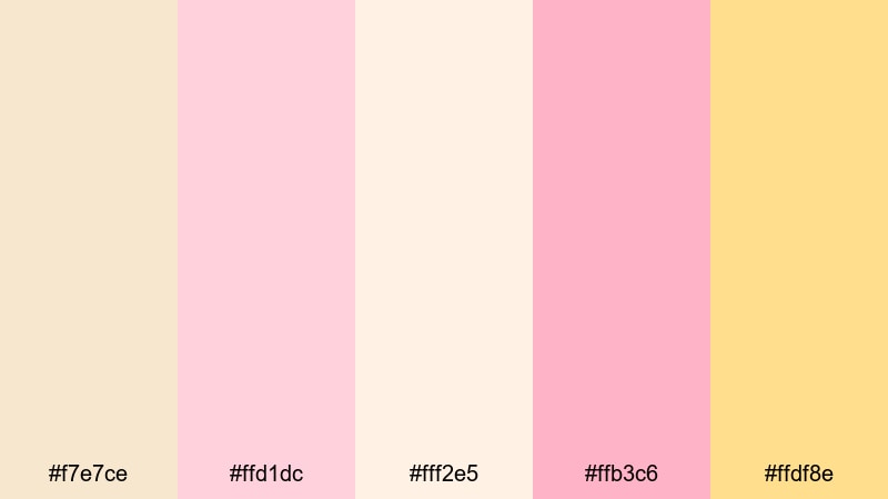 petal confetti glow champagne pink color palette with hex codes