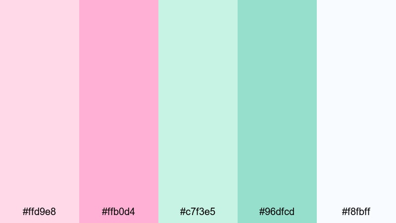 petal dew pastels pink green color palette with hex codes