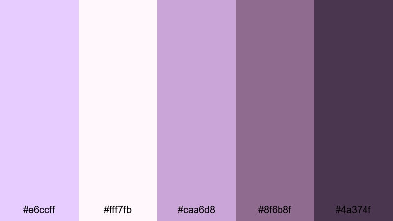 petal dust dreams wisteria color palette with hex codes