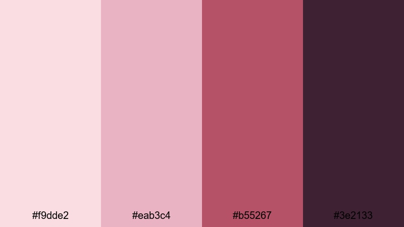 petal ink letters pink maroon color palette with hex codes