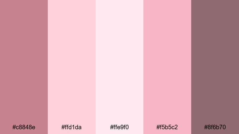 petal kiss glow old rose color palette with hex codes