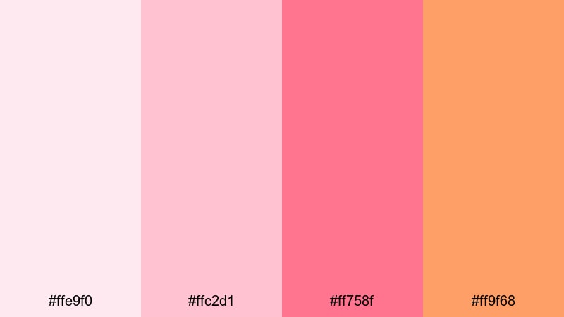 petal kiss highlights pink red orange color palette with hex codes