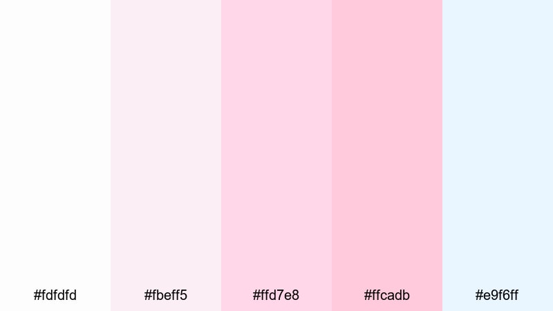 petal milk pastels white pink color palette with hex codes