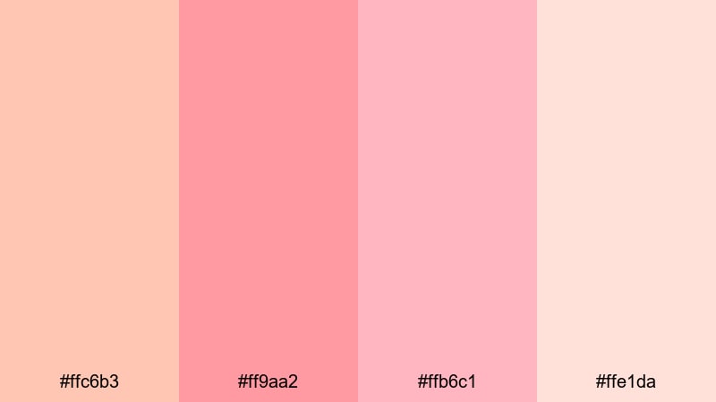 petal peach daydream orange pink color palette with hex codes