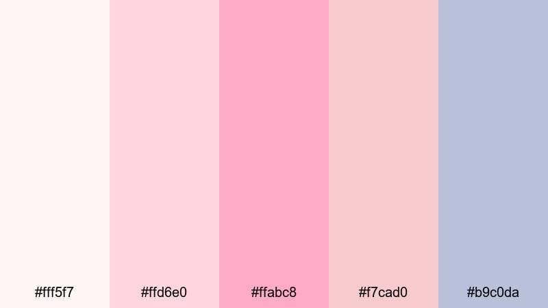 petal soft morning red pink color palette with hex codes