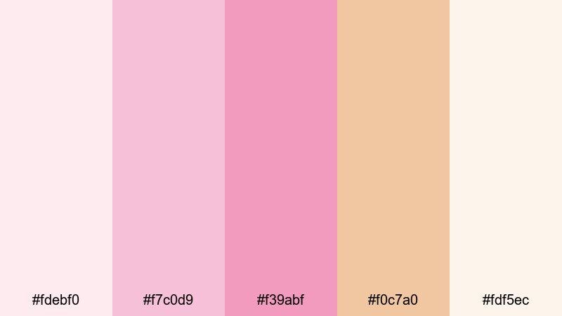 petal veil glow pink gold color palette with hex codes