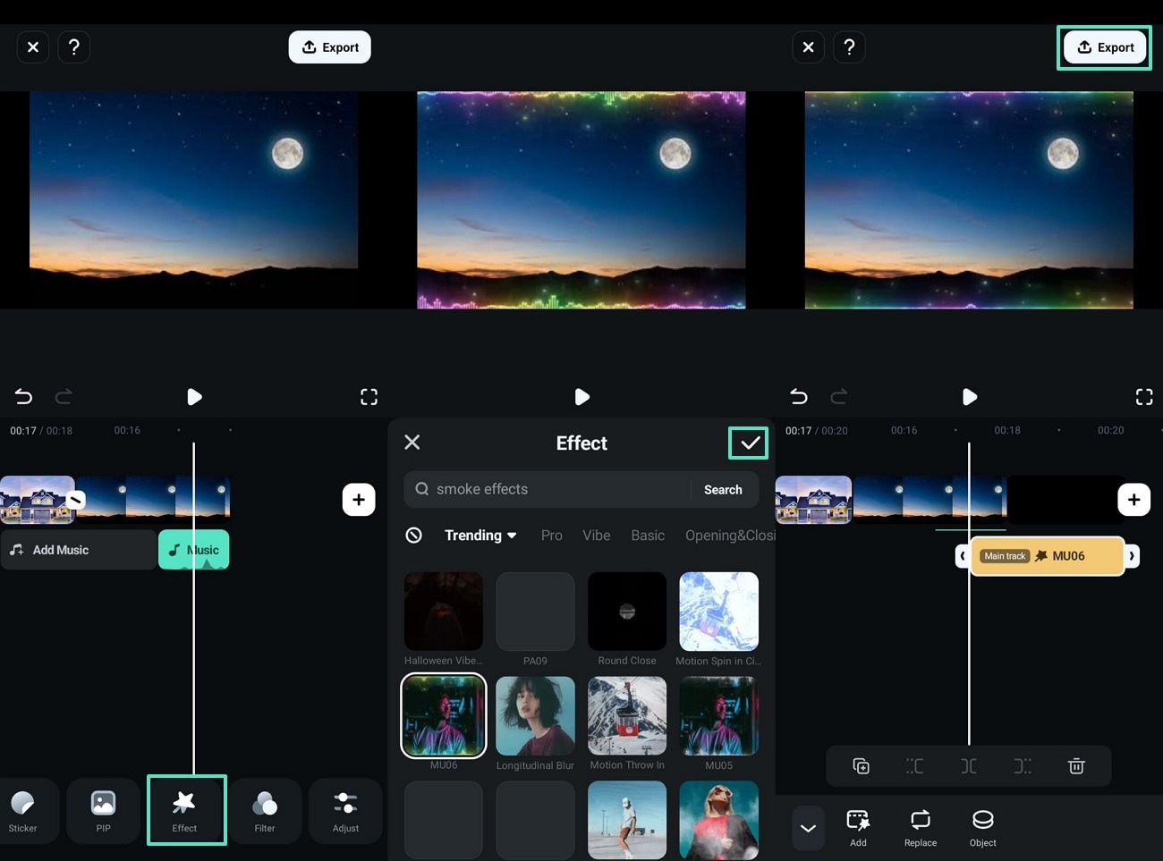 add effects to video and hit apply