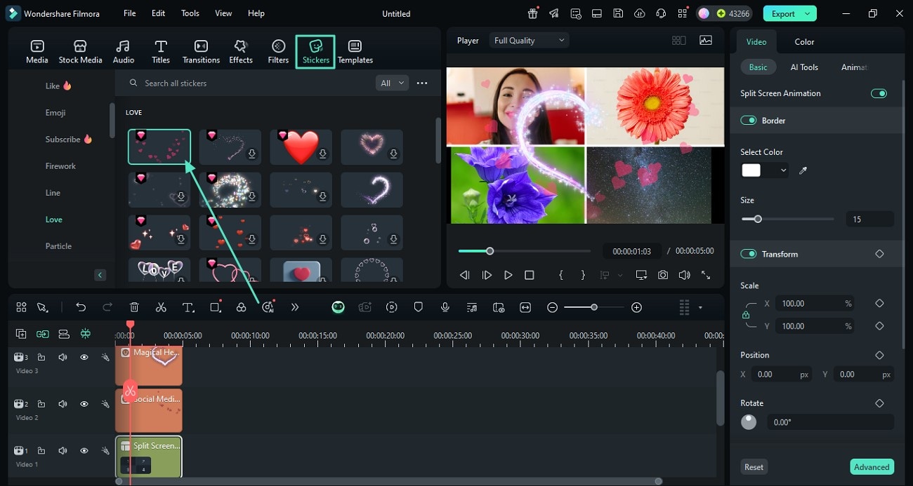 add stickers to montage created