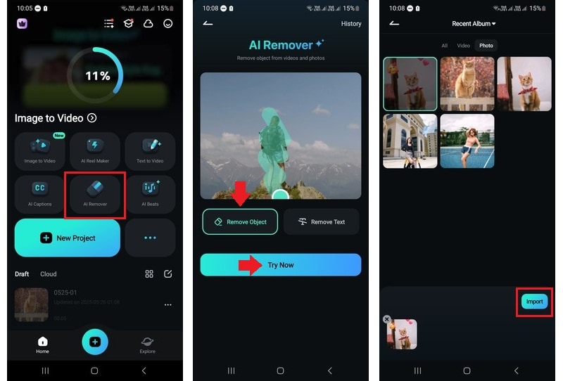access the ai remover tool