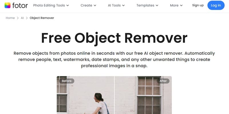 fotor object remover online tool