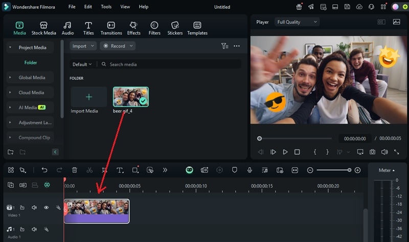 drag the image into the timeline