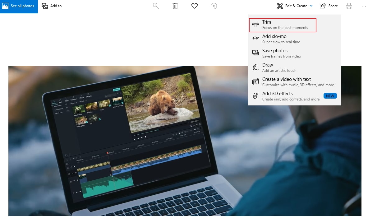 recortar vídeos en Windows 10 Photos