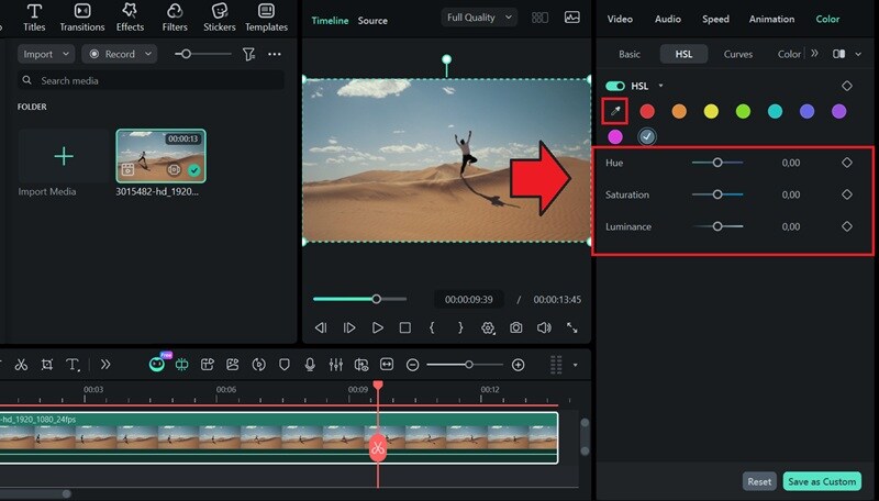 how to use hsl color picker filmora