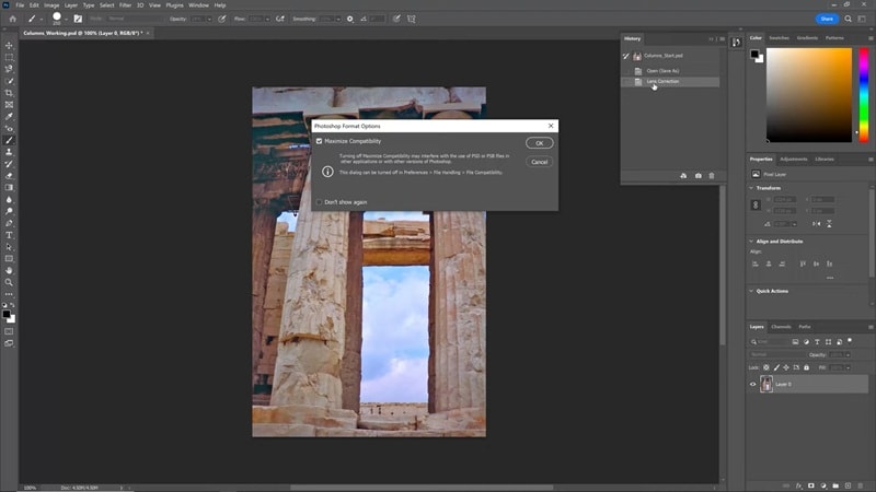 save your photo after distortion fix