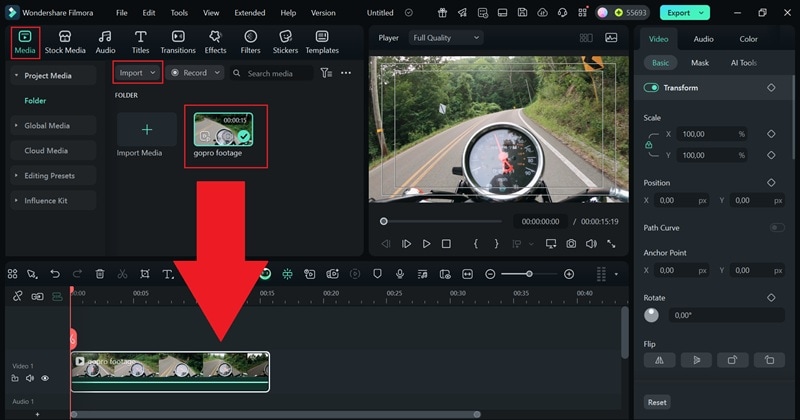 drag your footage to the timeline