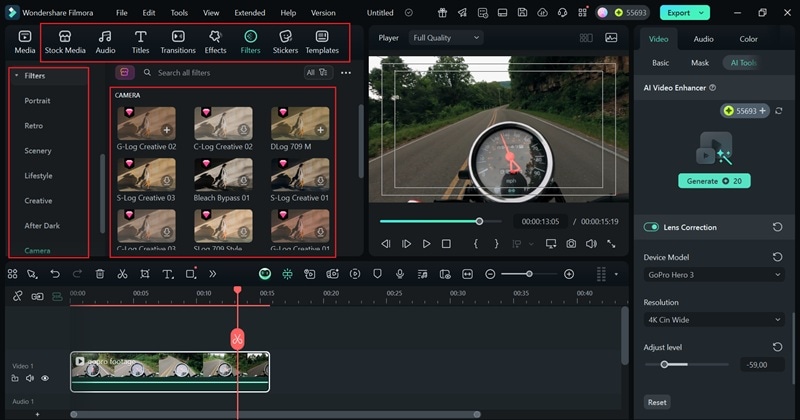 browse through filmora media libraries