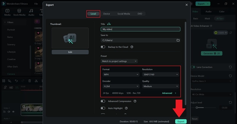 export and save your video