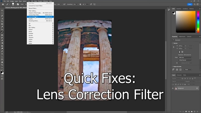 select lens correction filter
