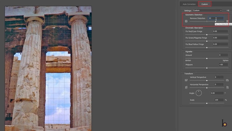 use slider to remove distortion
