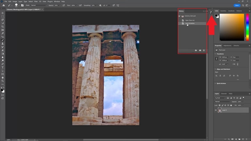see before and after distortion correction