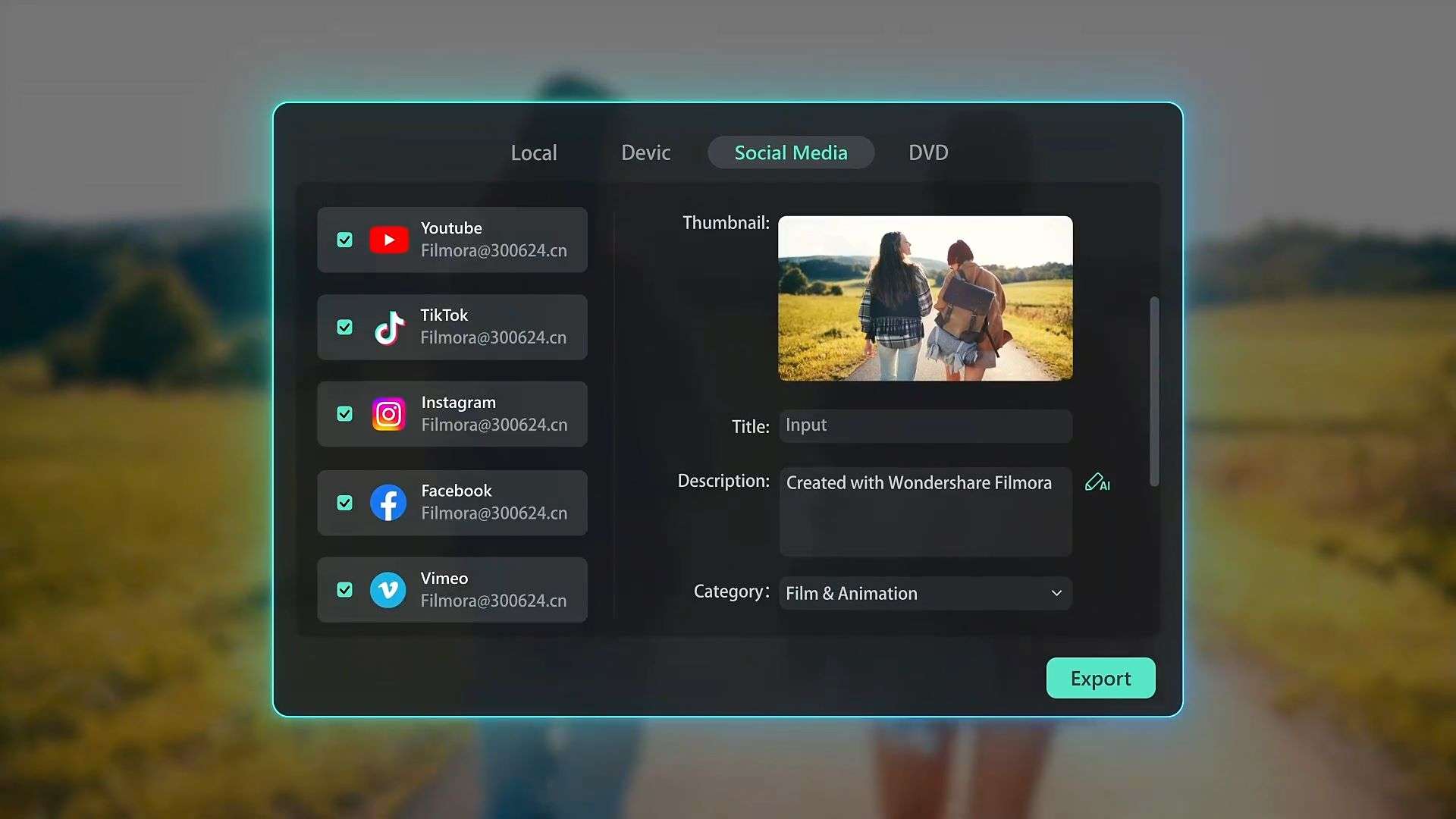 export for social media