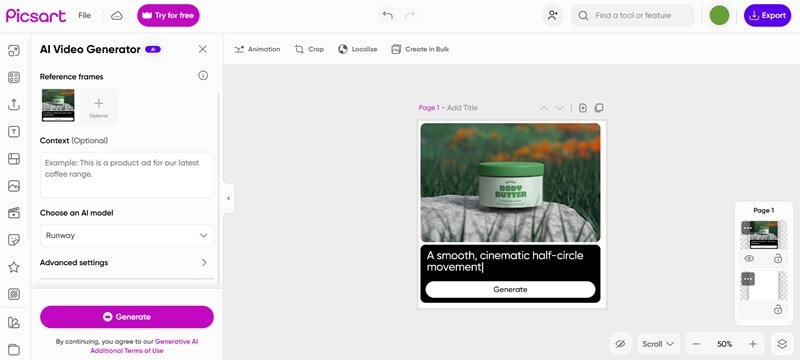 picsart ai video generator