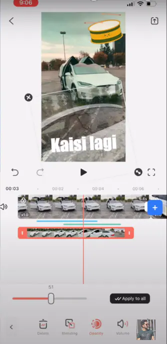 adjust the opacity of picture in picture video