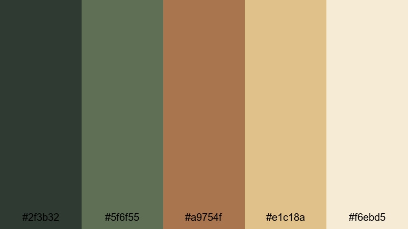 pine trail campfire rustic color palette with hex codes