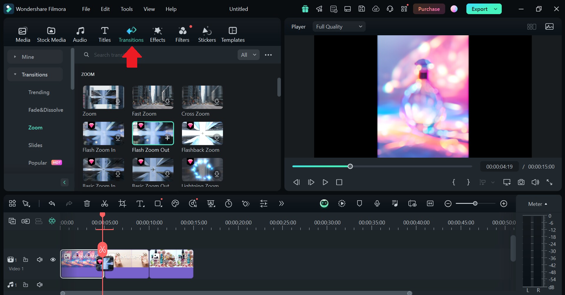 add transition to video ad
