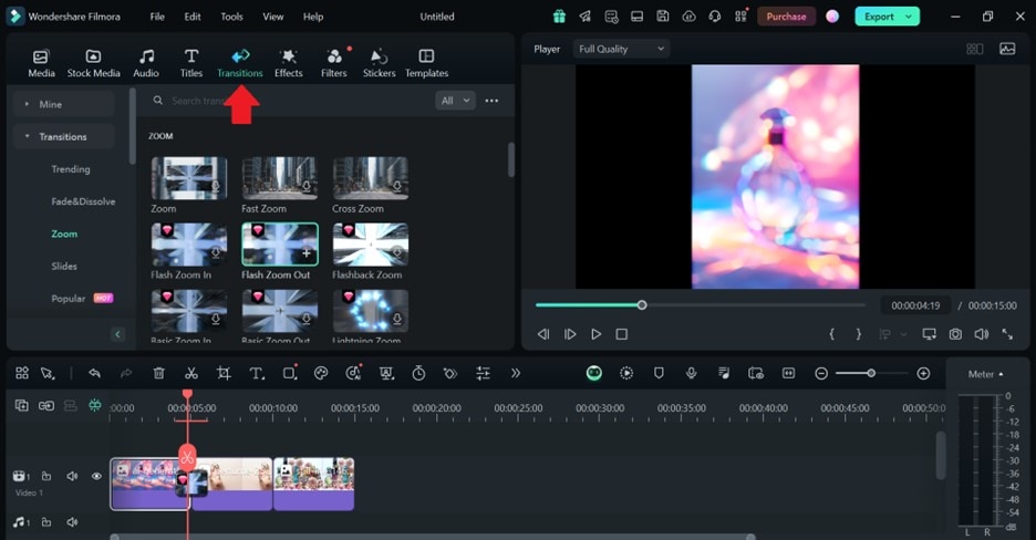 add transition to video ad