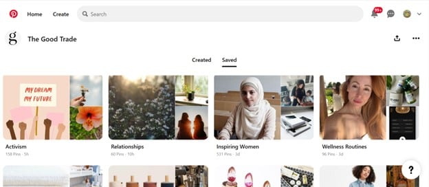 example of pinterest content category