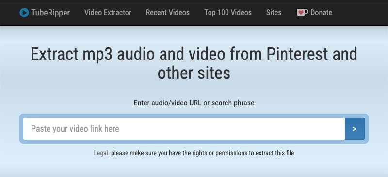 tuberipper welcome page