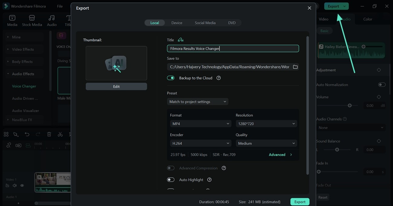 save the video filmora
