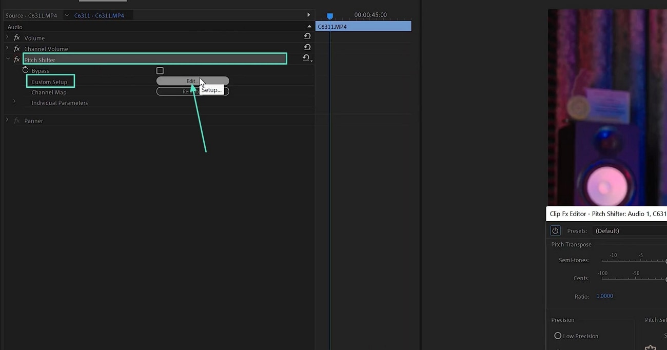 click edit in custom setup