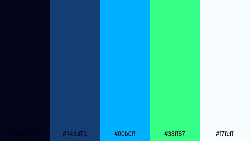 pixel neon nexus blue neon green color palette with hex codes