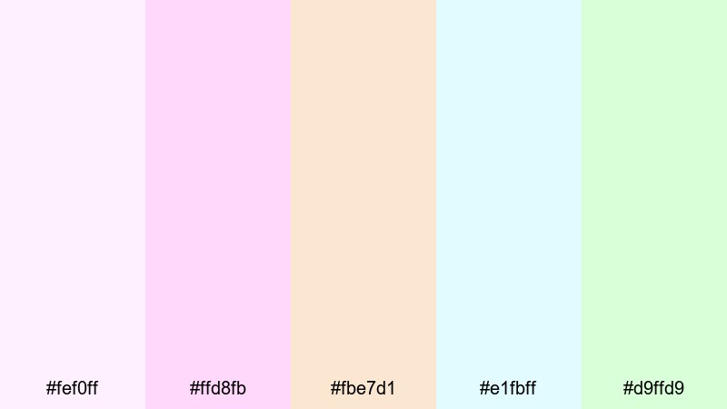 pixie dust pastels fairy tale color palette with hex codes