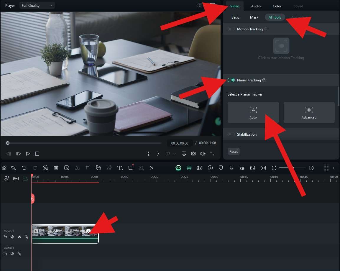 activate planar tracking