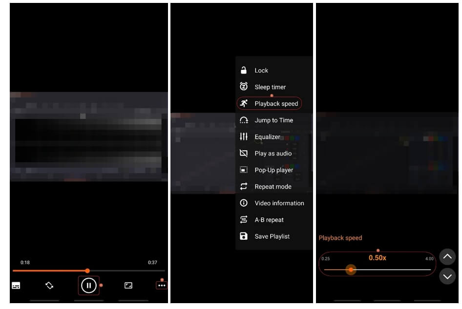 play speed slow motion vlc android