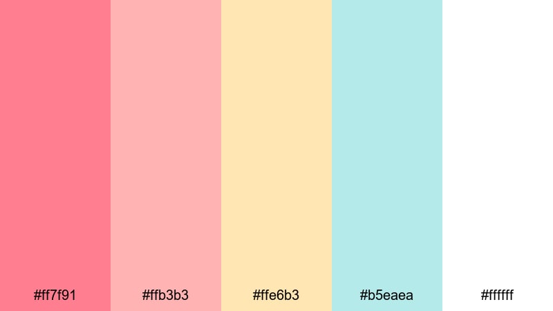 playful coral confetti coral color palette with hex codes