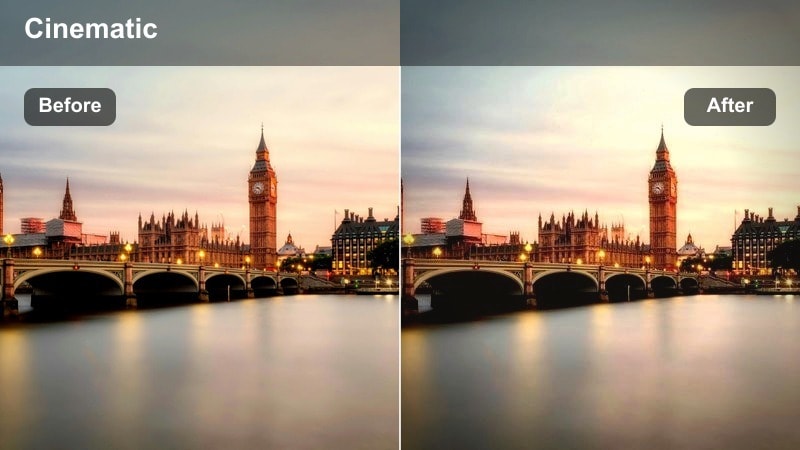 Minimal city plaza scene with matte, low-contrast color grading and space for text.